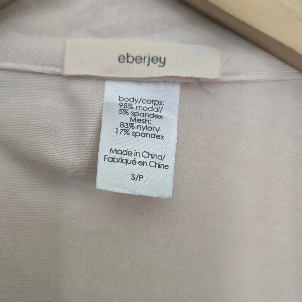 Eberjey Ruthie Short Sleeve Ruffle Pajama Top Size S Cream Modal Soft Cozy